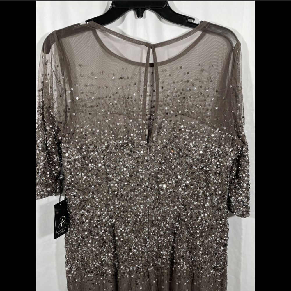 NEW Adrianna Papell‎ Beaded Illusion Gown 14W Lead - Picture 9 of 12